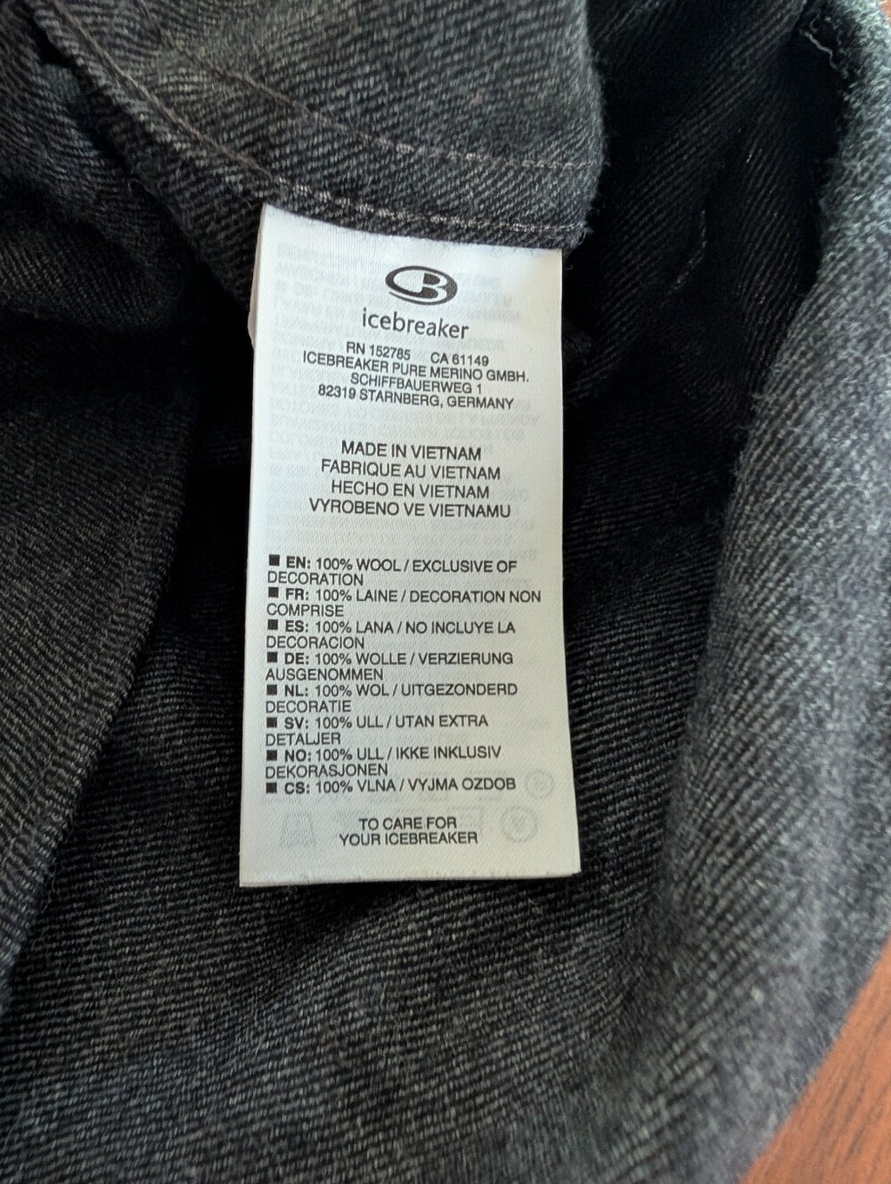 Icebreaker Shirt Men Large Gray Button Up Merino Wool Flannel Hiking Outdoors - Picture 4 of 7